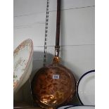 A Victorian copper warming pan, COLLECT ONLY.