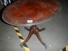 An oval table.