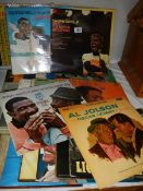 A quantity of jazz LP records.