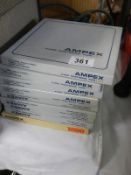 A quantity of Ampex audio mastering tapes.