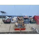 A large quantity of assorted tools, bits, fixtures, metalware etc