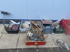 A large quantity of assorted tools, bits, fixtures, metalware etc