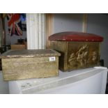 Two brass coal boxes.