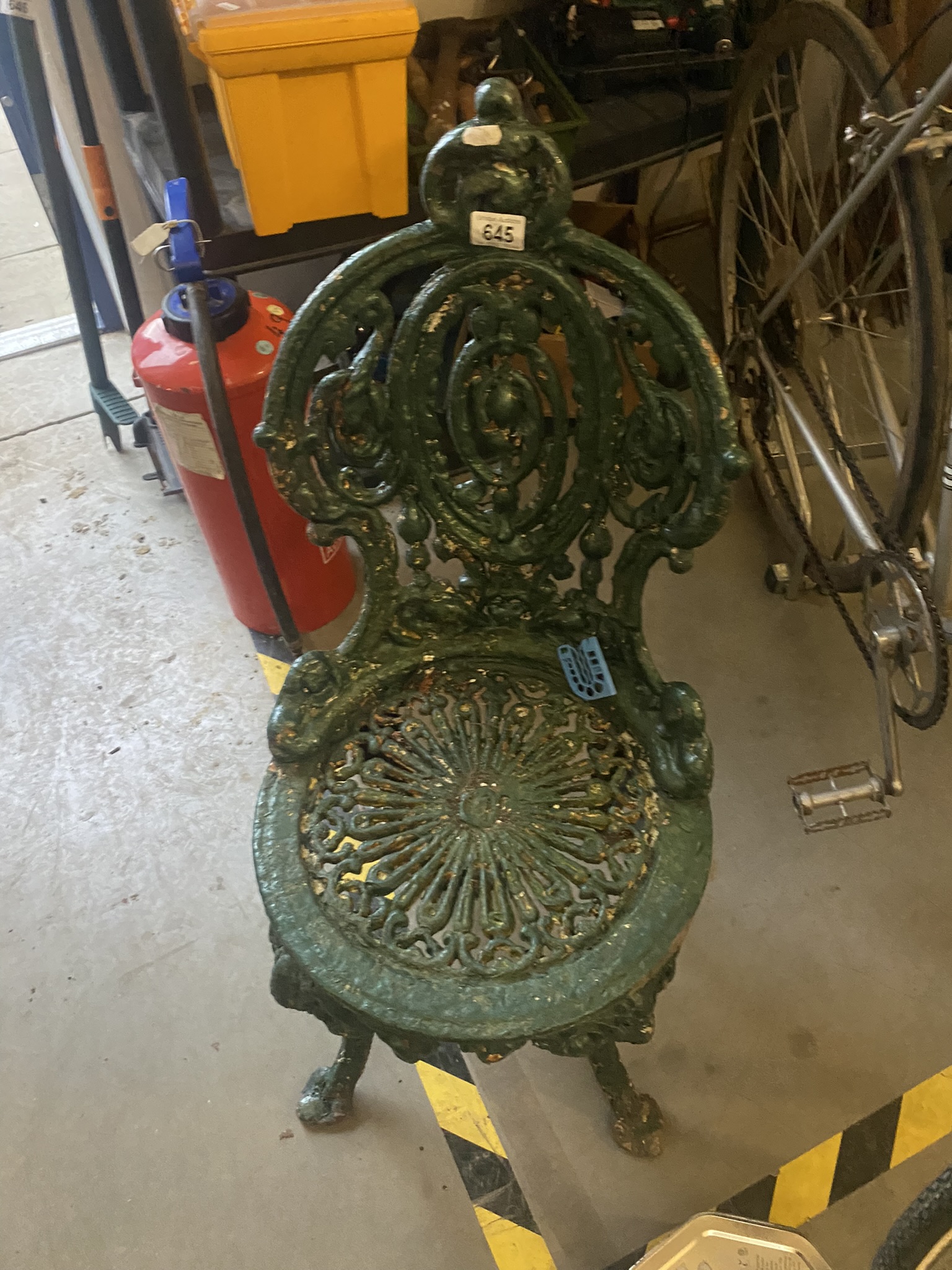 A vintage metal garden chair