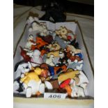 A tray of Macdonalds toy animals.