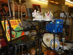 A metal table with slate top and a pair of matching chairs, COLLECT ONLY.