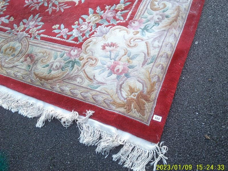 A 8ft x 10ft 100% pure wool, good quality red carpet (in need of a clean) - Image 4 of 6