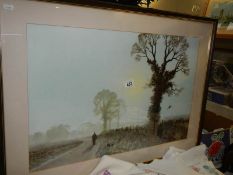 A large framed and glazed print entitled 'Frosty Morning' signed Coulson. COLLECT ONLY.