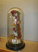 A Victorian bisque porcelain figure under glass dome, COLLECT ONLY.