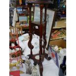 A late 20th century mahogany wig stand with two drawers, COLLECT ONLY.