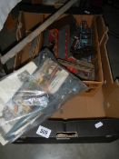 A box of model railway items including shed etc.,