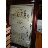 A framed Leicester Tigers mirror. COLLECT ONLY.