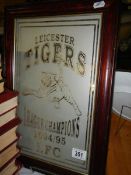 A framed Leicester Tigers mirror. COLLECT ONLY.