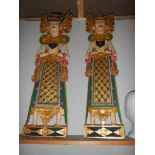 A pair of tall Chinese figural wall plaques, COLLECT ONLY.