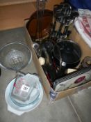 A mixed lot of pots, pans, Pyrex etc.,