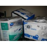 Seven packs of incontinence pads etc.,