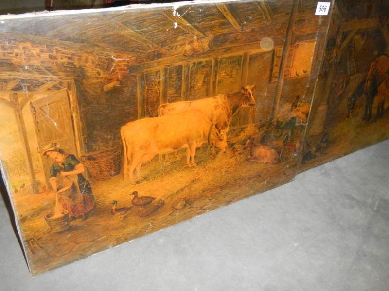 A pair of unframed lithographs featuring cattle and horses. COLLECT ONLY. - Image 2 of 3