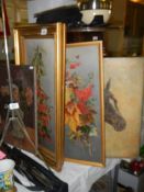 Four early 20th century oils on canvas including two in gilt frames, COLLECT ONLY