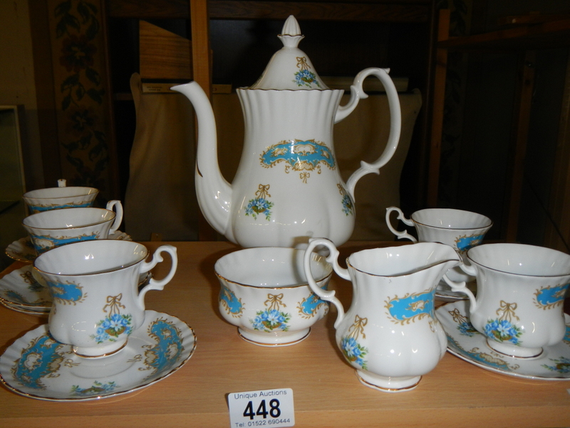 A part English bone china coffee set (missing one cup & saucer). - Image 3 of 3