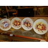 A set of four Royal Stanley Staffordshire plates all signed D Wallace.