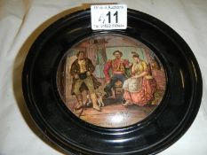 A Victorian Pratt ware pot lid.