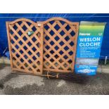 2 wooden trellis, a Weslon Cloche and old broom
