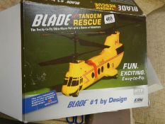 A boxed Blade MCX Tandem Rescue Helicopter.