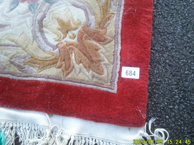 A 8ft x 10ft 100% pure wool, good quality red carpet (in need of a clean) - Image 6 of 6
