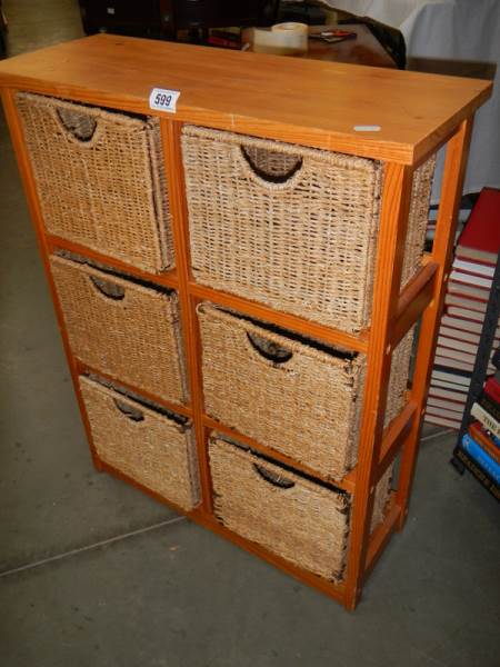 A pine framed six drawer chest with raffia drawer fronts. COLLECT ONLY. - Image 2 of 2