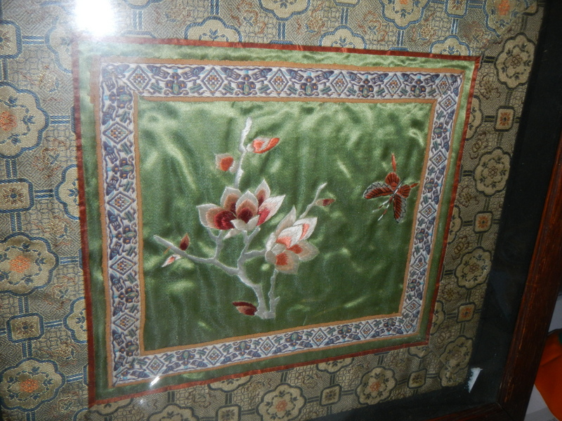 A framed and glazed early 20th century embroidered panel. - Image 2 of 2