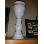 A white ceramic jardiniere on stand, COLLECT ONLY.