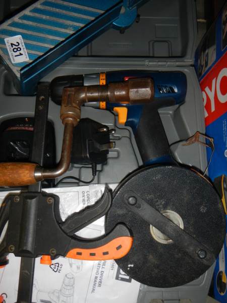 A Ryobi battery drill (no battery) and other tools. - Image 2 of 2