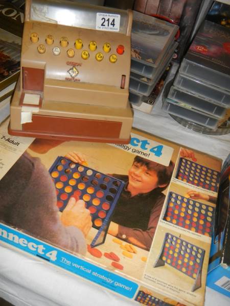 A toy till and a Connect Four game.