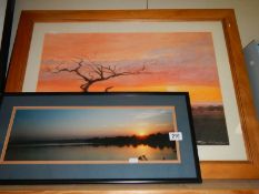 Two framed and glazed sunrise scenes. COLLECT ONLY.