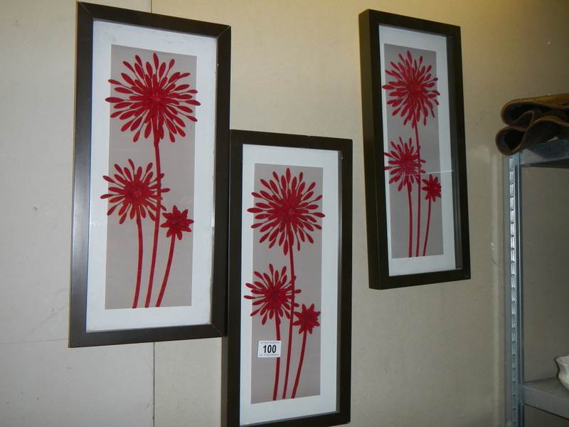 Three framed and glazed floral prints, COLLECT ONLY.