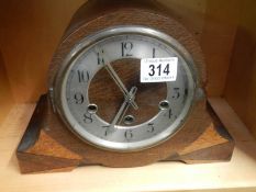 A mantel clock.