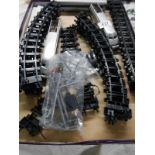 A quantity of model railway track, carriages etc.,