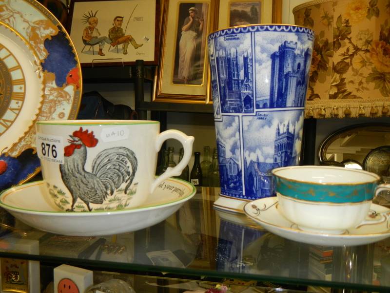 A Royal Worcester 'The Millenium' collector's plates, Rington's Landmarks vase, Adam's Rooster cup - Image 2 of 3