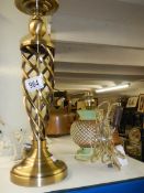 A vintage pottery table lamp and one other.