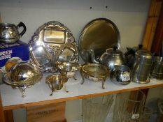 A mixed lot of plated metal ware including Queen Anne butter dish.