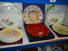 A mixed lot of plates including Royal Albert Shakespear flowers, Ruby anniversary cake stand,