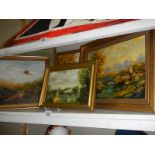 A quantity of gilt framed oil on board rural scenes, COLLECT ONLY.