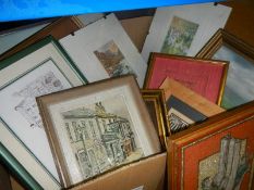 A box of various prints and frames. COLLECT ONLY.