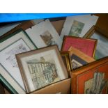 A box of various prints and frames. COLLECT ONLY.