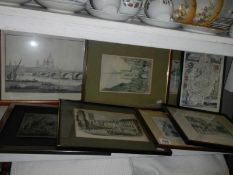 A mixed lot of framed prints and engravings,. COLLECT ONLY.