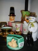A vintage Welsh lady sugar sifter, Hornsea fauna vase etc.,