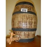 A vintage pottery Taunton cider barrel with wooden tap, 27 cm tall.