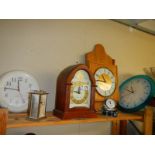 Various quartz clocks including Acctim, Westminster chime mantel clock etc.,