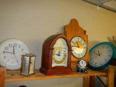 Various quartz clocks including Acctim, Westminster chime mantel clock etc.,