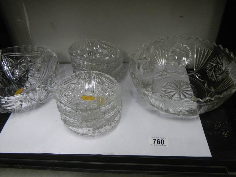 A vintage glass fruit set and one other.